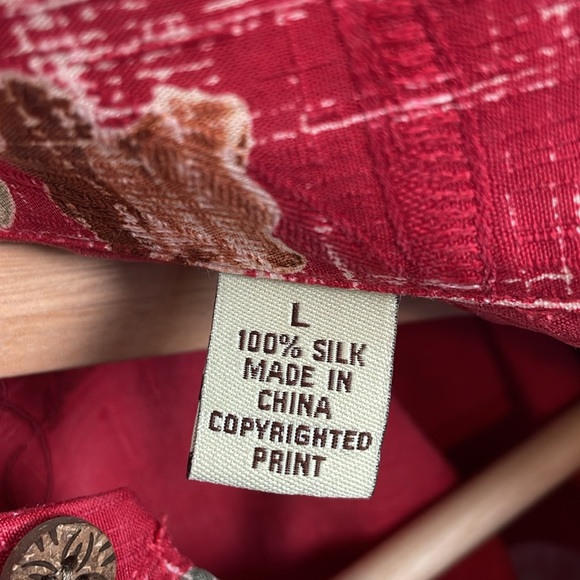 Tommy Bahama Silk Short Sleeve Mens L Tropical Paradise Print Button Down Shirt - Picture 8 of 9